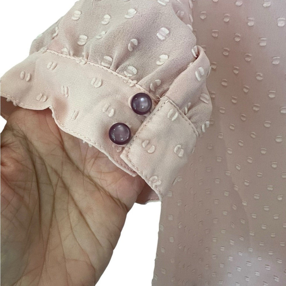 Matilda Jane Women's Sheer Swiss Dot Tunic Pullover Blouse, Small, Light Pink - Picture 4 of 7